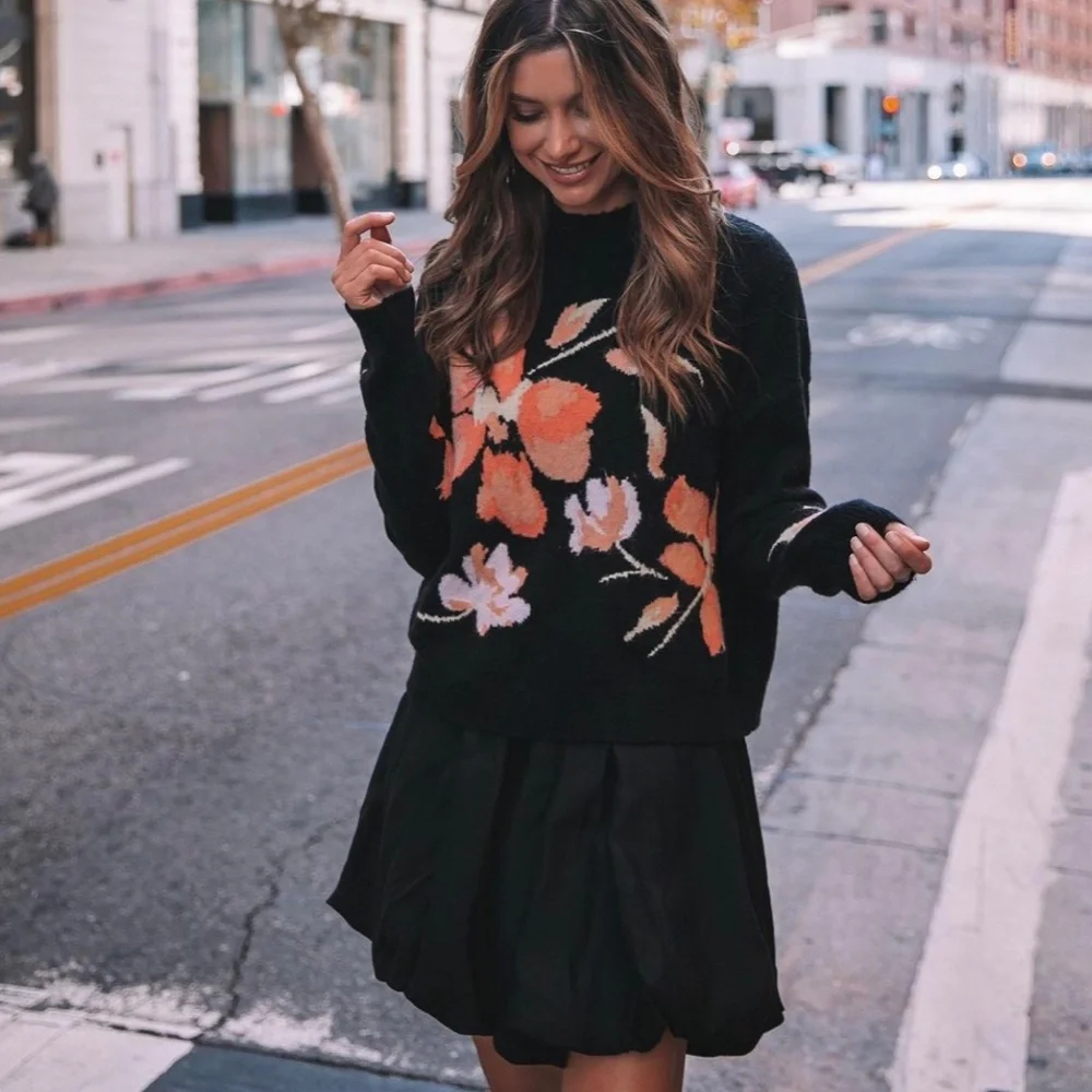MinkPink Black Floral Sweater - Picture 3 of 6